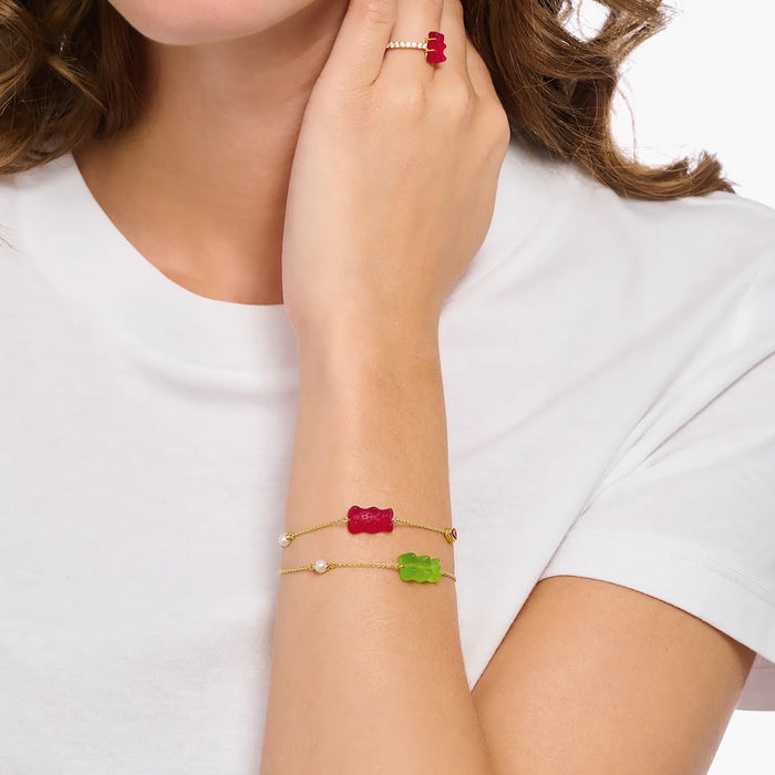 Thomas Sabo Armband mit grünem Goldbären vergoldet