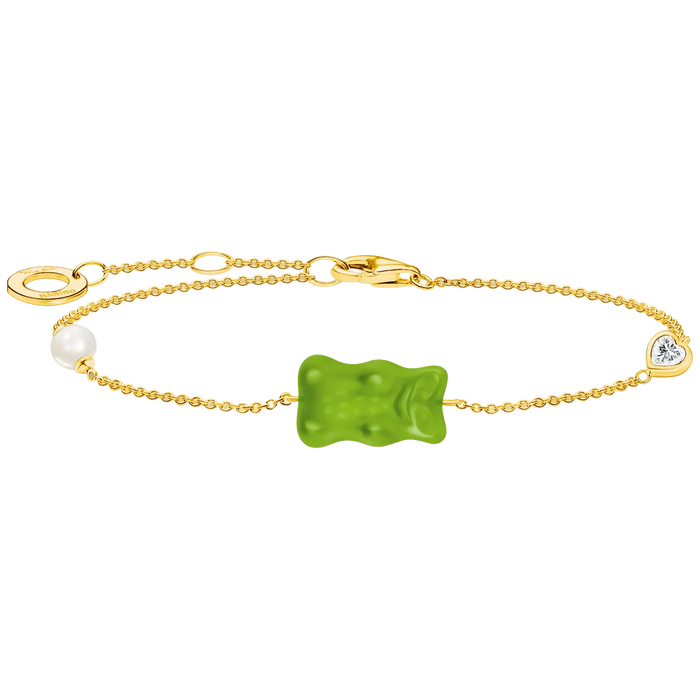 Thomas Sabo Armband mit grünem Goldbären vergoldet