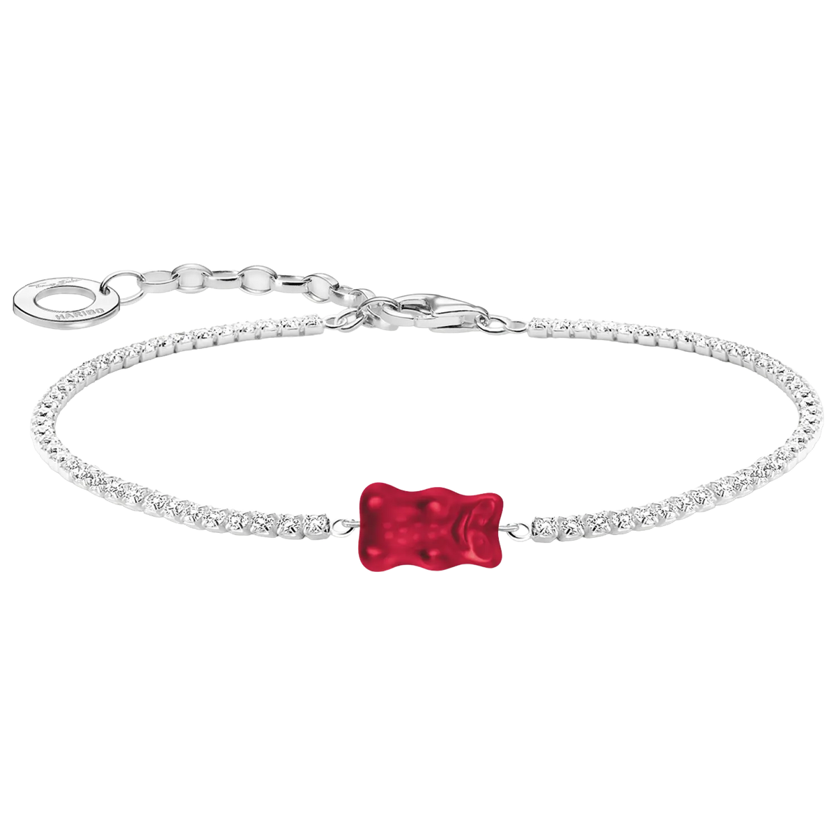 Thomas Sabo Tennisarmband mit rotem Goldbären Silber
