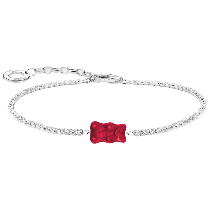 Thomas Sabo Tennisarmband mit rotem Goldbären Silber