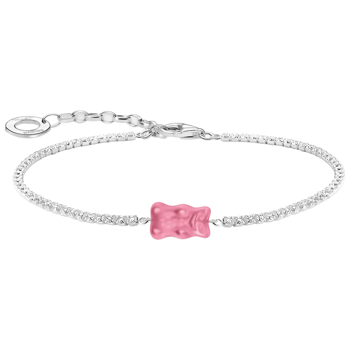 Thomas Sabo Tennisarmband mit pinkem Goldbären Silber