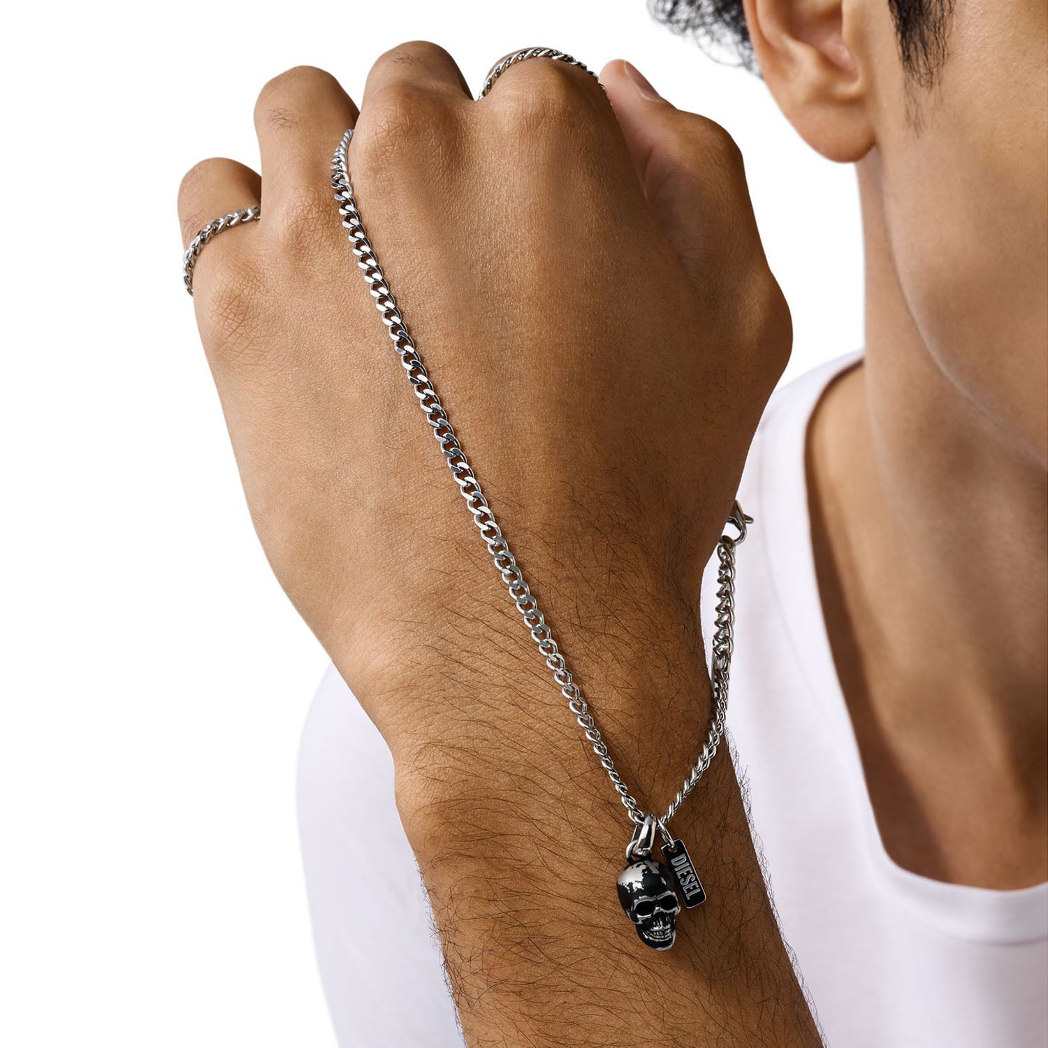 DIESEL Herrenkette Pendant Totenkopf
