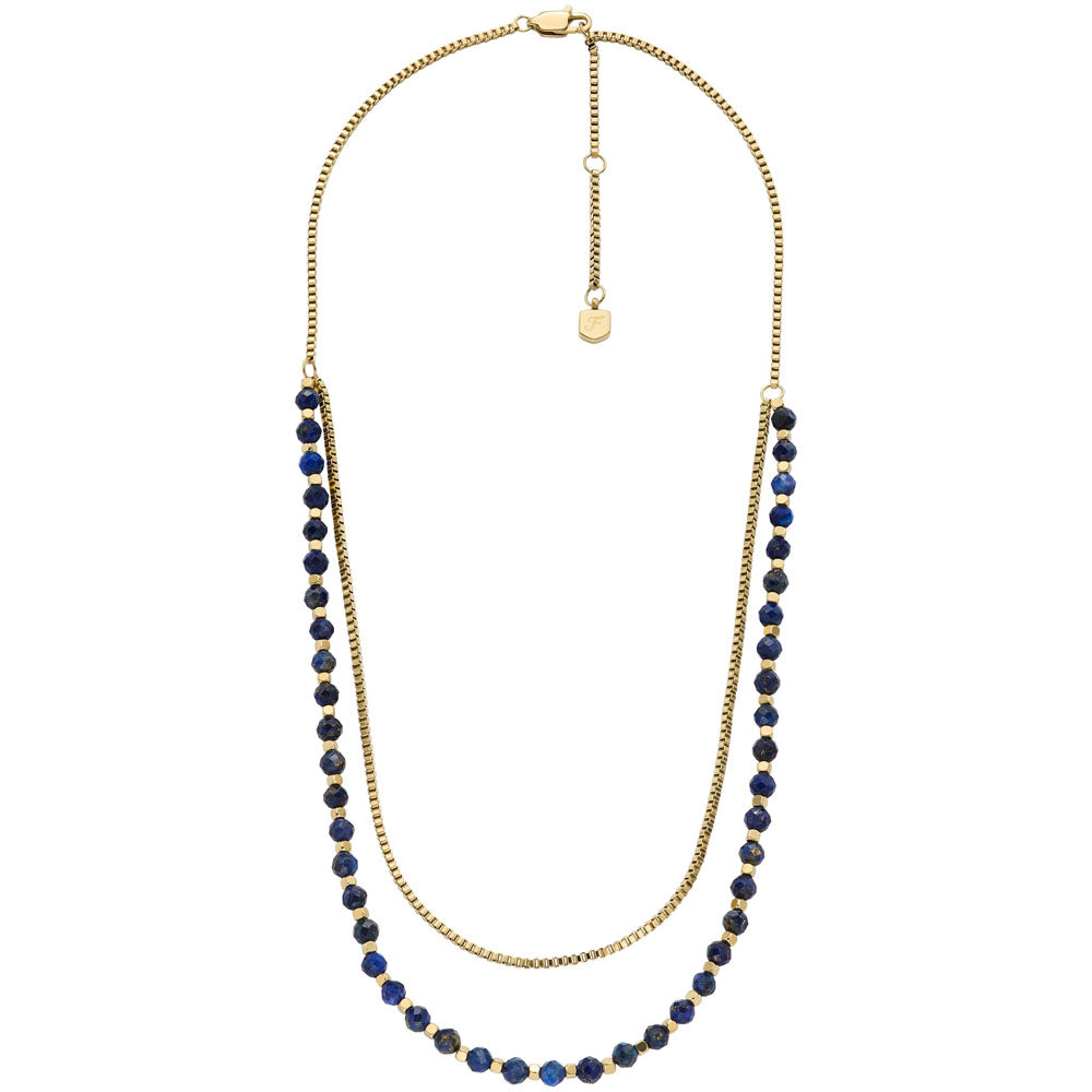 Fossil Damen Halskette All Stacked Up Beads Lapislazuli Blau