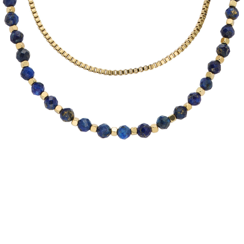 Fossil Damen Halskette All Stacked Up Beads Lapislazuli Blau