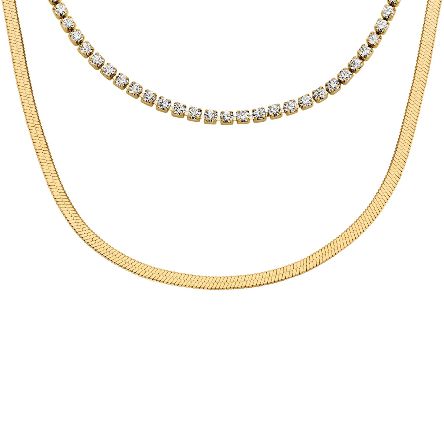 Fossil mehrreihige Damen Halskette Ellis Pave Glitz