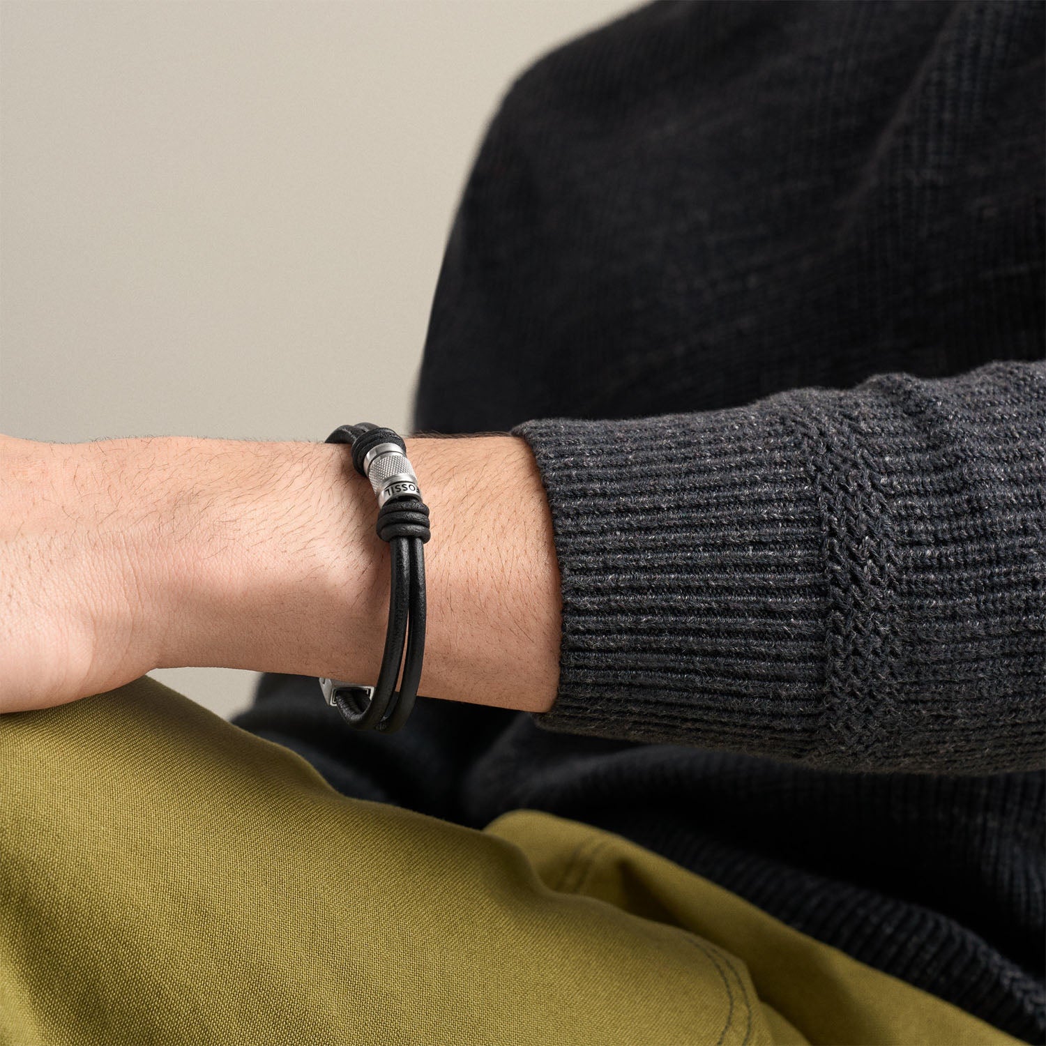 Fossil Herren Leder-Armband Machine Rondelles