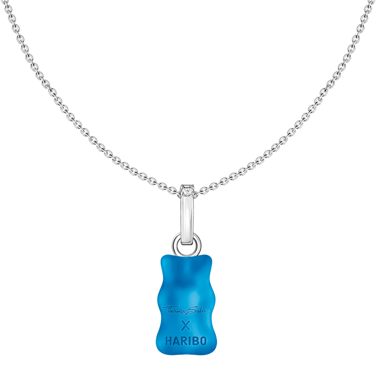 Thomas Sabo Kette mit blauem Goldbären-Anhänger Silber