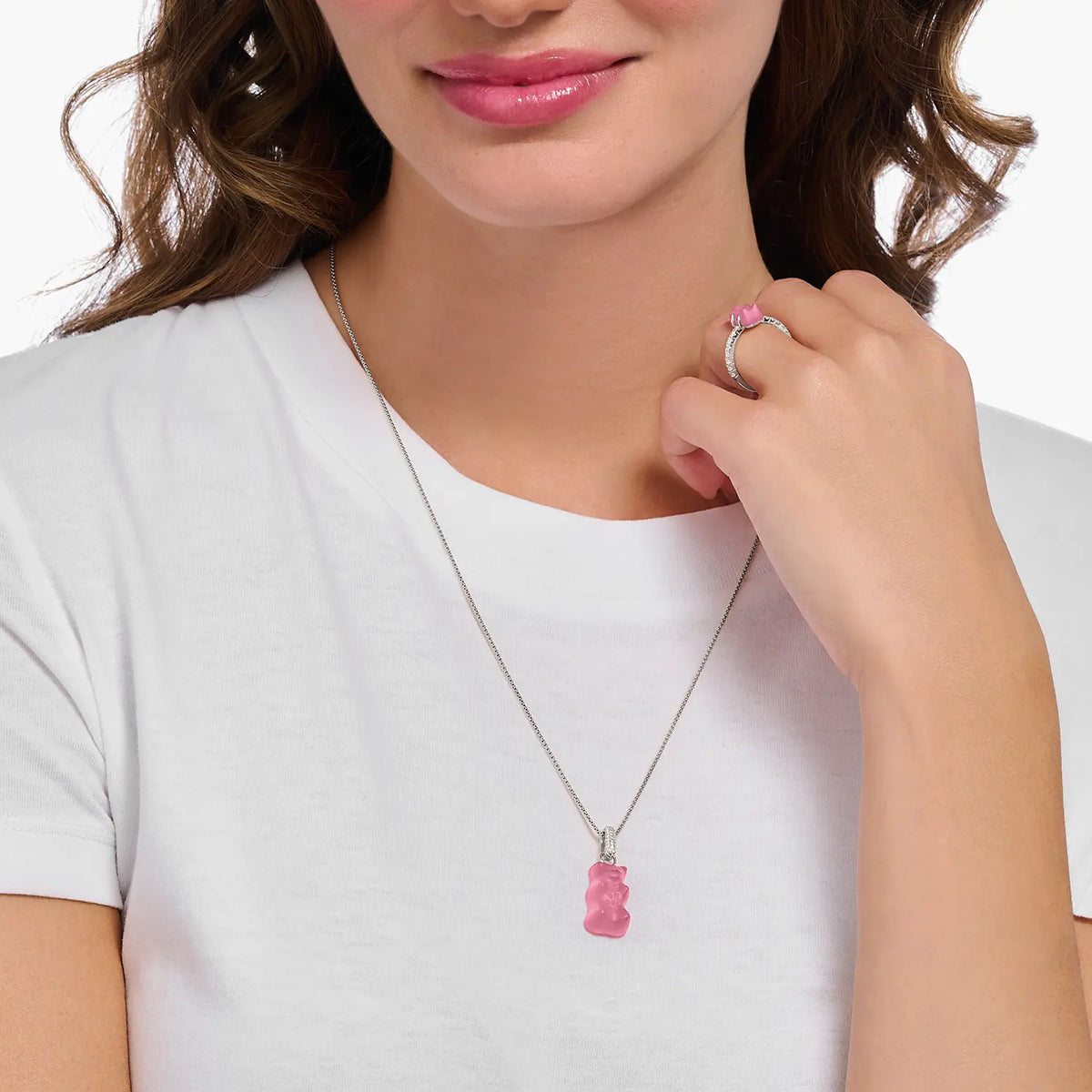 Thomas Sabo Anhänger mit pinkem Goldbären Silber
