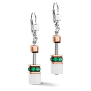 GeoCUBE® Ohrringe Iconic Roségold Weiß & Dunkelgrün