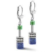 GeoCUBE® Ohrringe Swarovski® & Edelsteine Blau-Grün